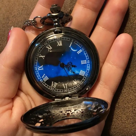 Starry sky Roman numeral Quartz Pocket Watch Necklace Chai… - Picture 3 of 5
